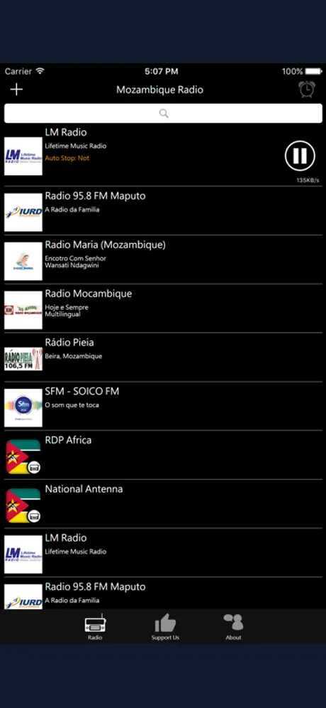 Mozambique Radio: iPhone app screen 2