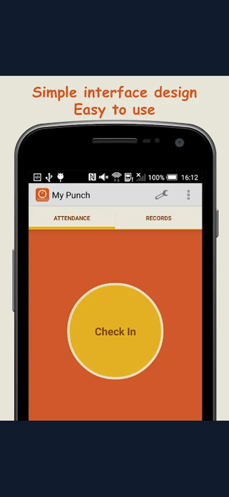 My Punch — Attendance System: Android app screen 1