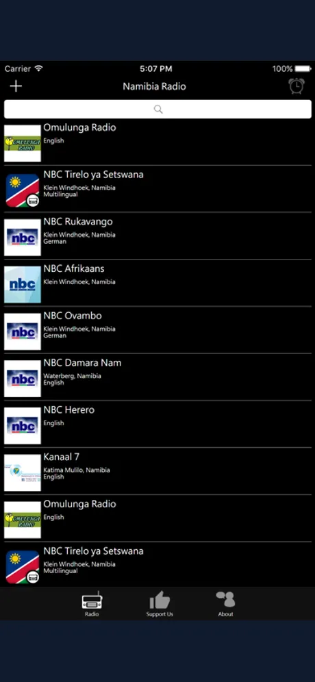Namibia Radio: iPhone app screen 1