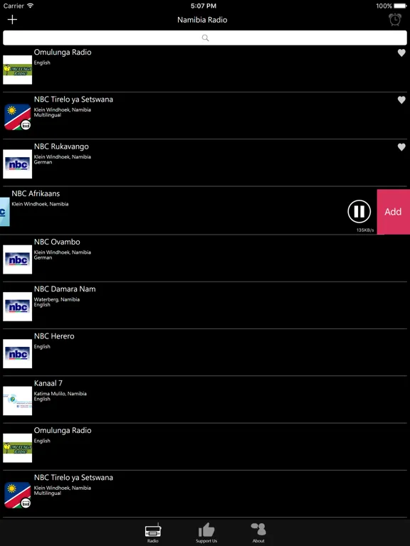 Namibia Radio: iPad app screen 9