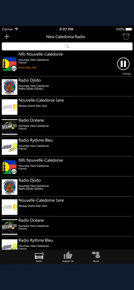 New Caledonia Radio: iPhone app screen 2