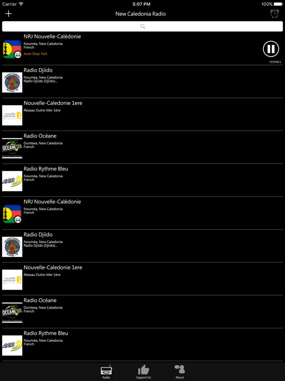 New Caledonia Radio: iPad app screen 7