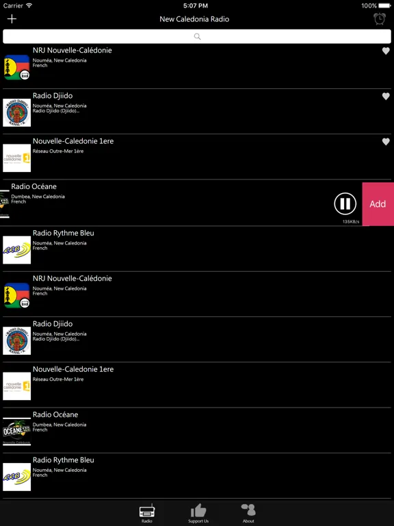 New Caledonia Radio: iPad app screen 9