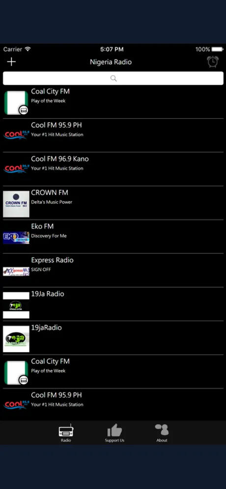 Nigerian Radio: iPhone app screen 1