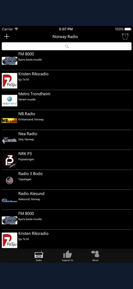 Norwegian Radio: iPhone app screen 1