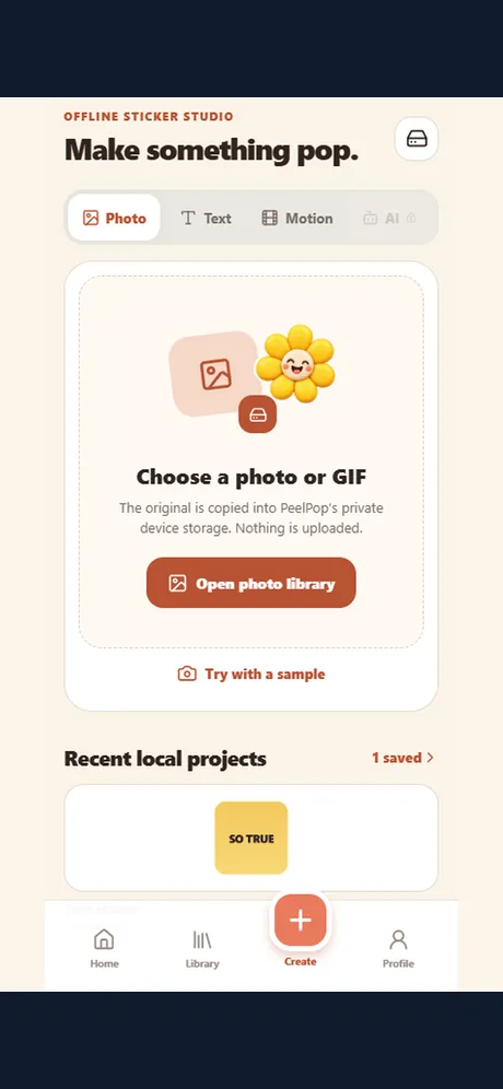 Create a sticker from a photo or GIF stored on the device.