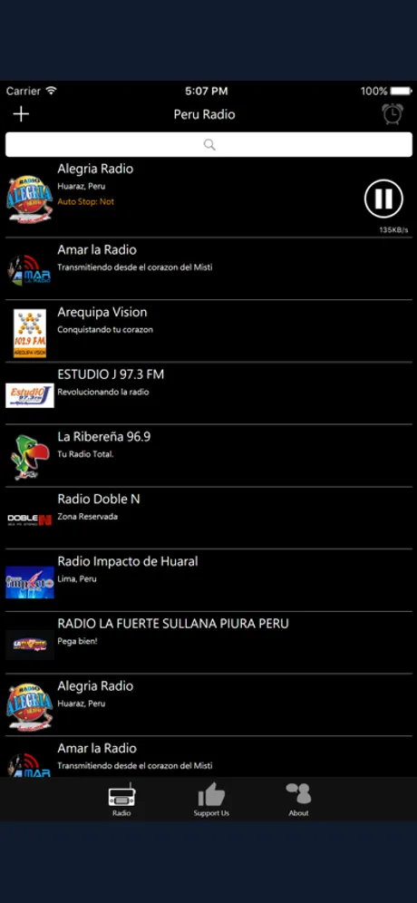 Peruvians Radio: iPhone app screen 2