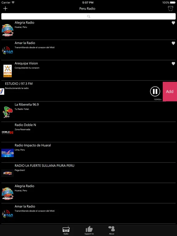 Peruvians Radio: iPad app screen 9