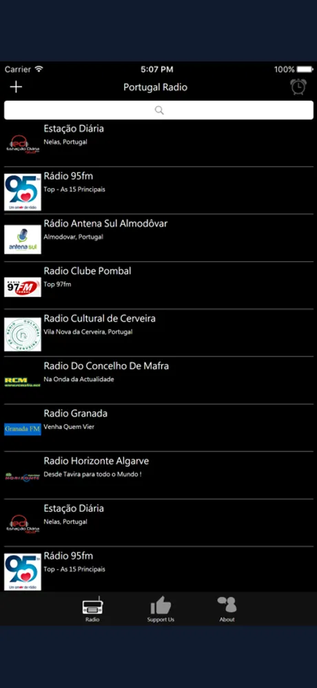 Portuguese Radio: iPhone app screen 1