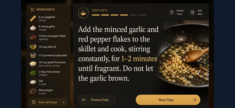 Recipe Glance: app screen 3