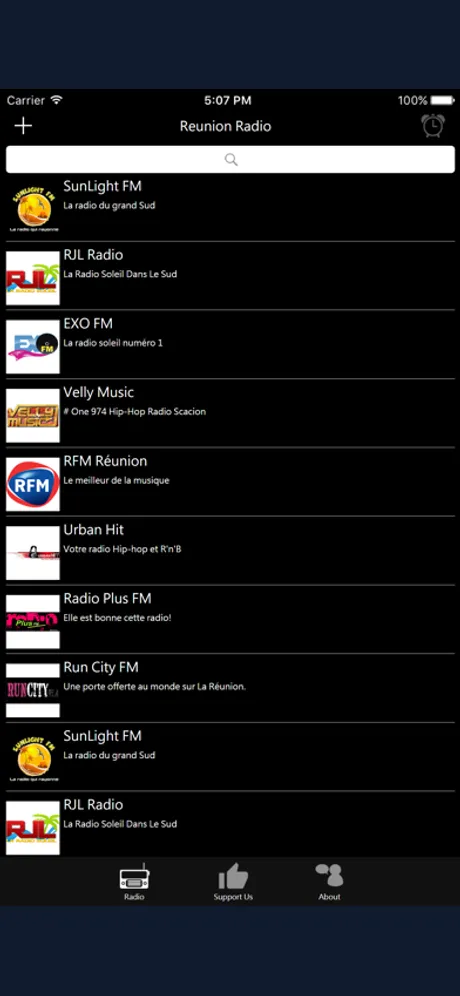 Reunion Radio: iPhone app screen 1