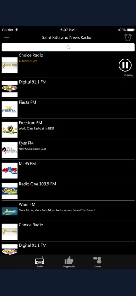 Saint Kitts and Nevis Radio: iPhone app screen 2