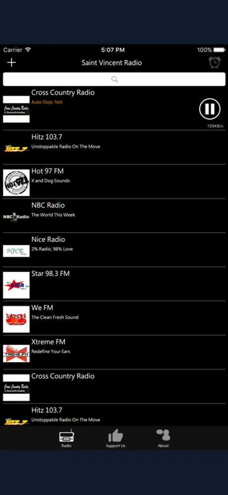 Saint Vincent Radio: iPhone app screen 2