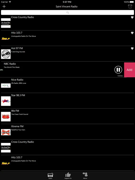 Saint Vincent Radio: iPad app screen 9
