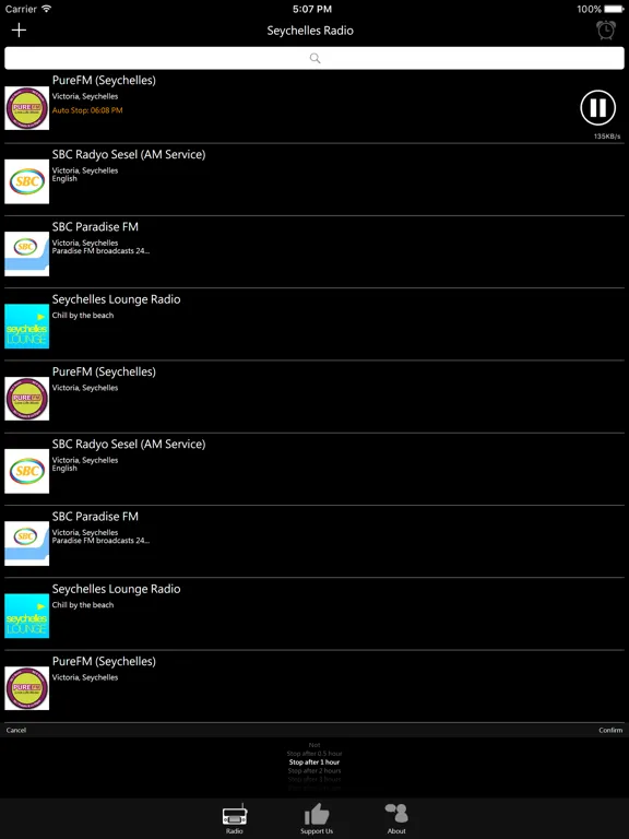 Seychelles Radio: iPad app screen 8
