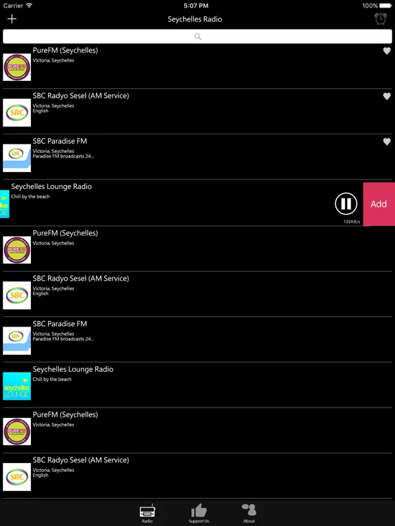 Seychelles Radio: iPad app screen 9