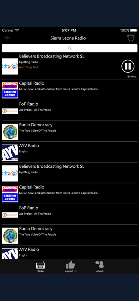 Sierra Leone Radio: iPhone app screen 2
