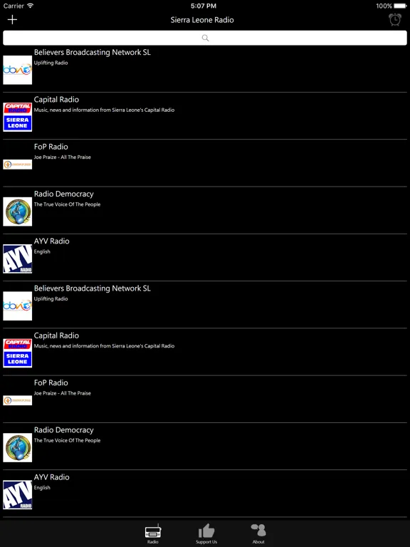 Sierra Leone Radio: iPad app screen 6