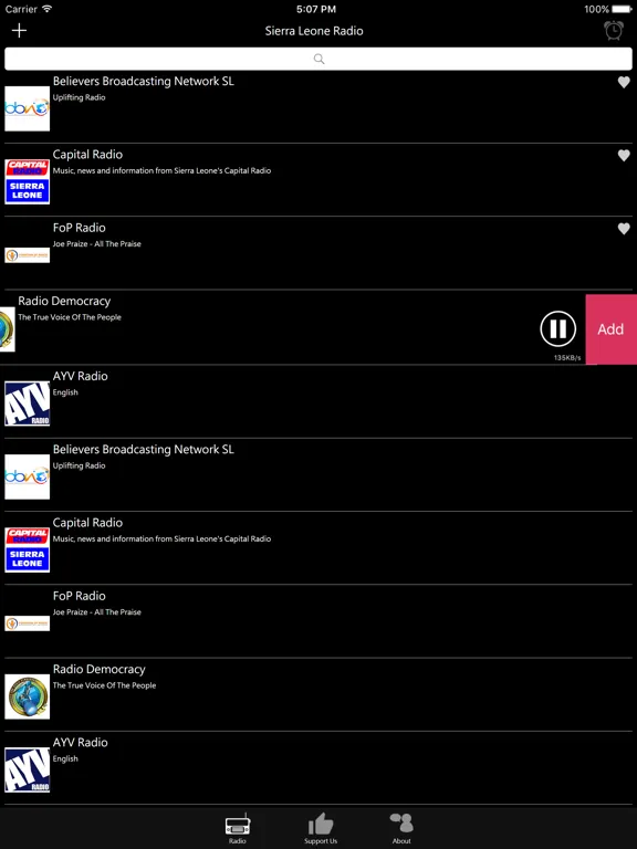 Sierra Leone Radio: iPad app screen 9