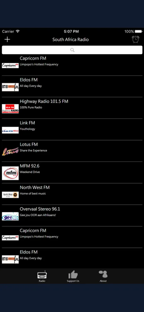 South African Radio: iPhone app screen 1