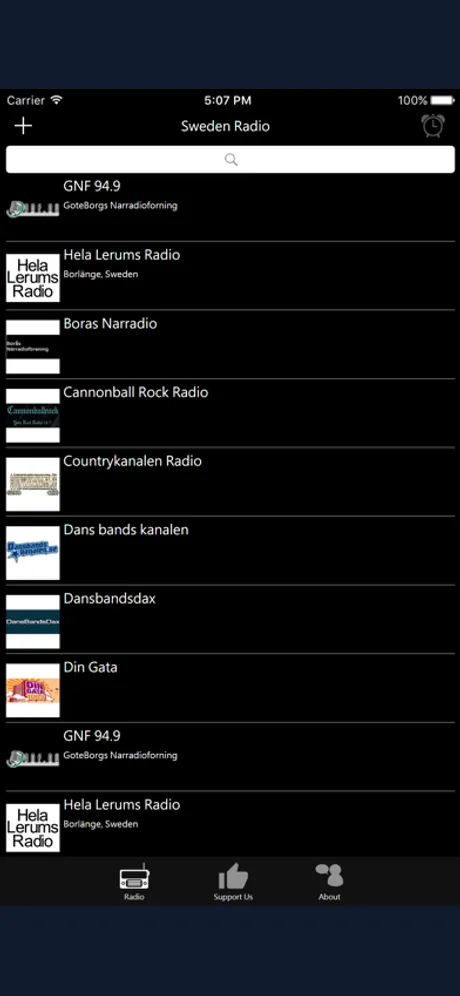 Swedish Radio: iPhone app screen 1