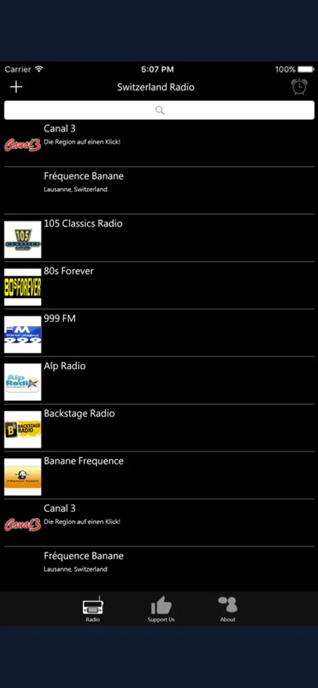 Swiss Radio - CH Radio: iPhone app screen 1
