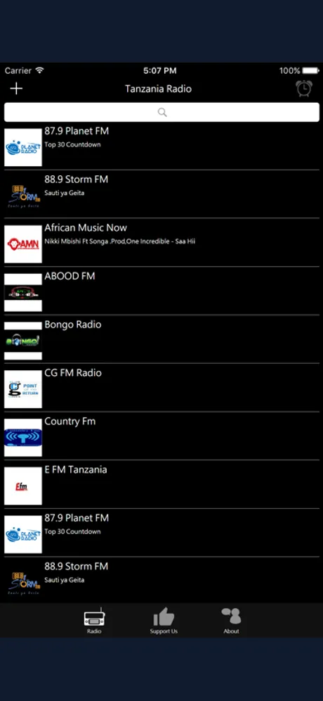 Tanzanian Radio: iPhone app screen 1