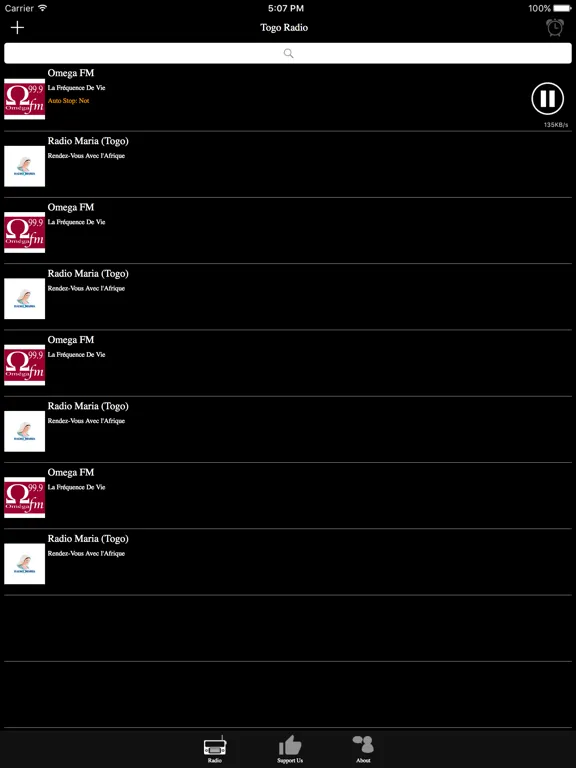 Togo Radio: iPad app screen 7