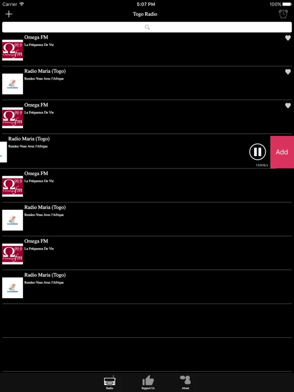 Togo Radio: iPad app screen 9