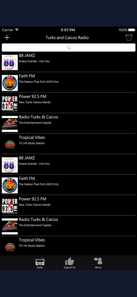 Turks and Caicos Radio: iPhone app screen 1