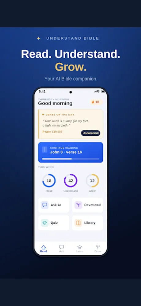 Understand Bible: Android app screen 1