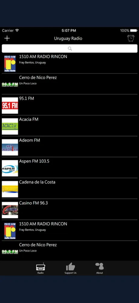 Uruguayan Radio: iPhone app screen 1