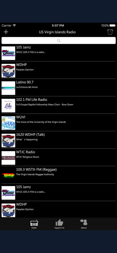 US Virgin Islands Radio: iPhone app screen 1