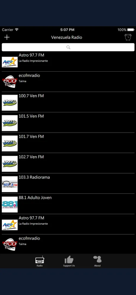 Venezuelan Radio: iPhone app screen 1