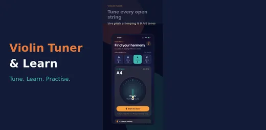 Violin Tuner：調音與學習 的官方應用程式主視覺
