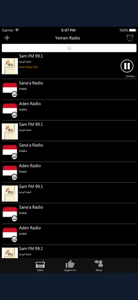 Yemen Radio: iPhone app screen 2