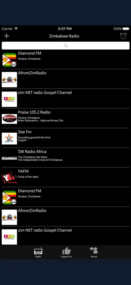 Zimbabwean Radio: iPhone app screen 1