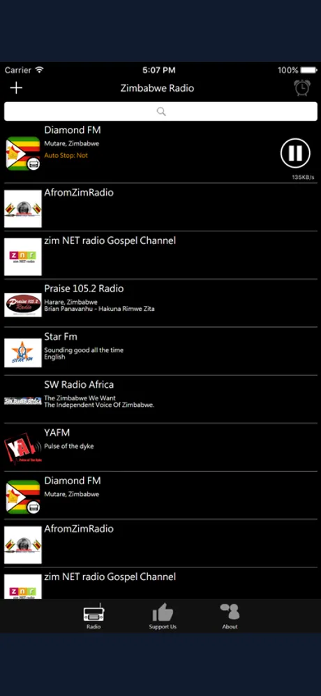Zimbabwean Radio: iPhone app screen 2
