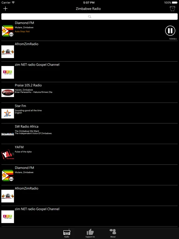 Zimbabwean Radio: iPad app screen 7